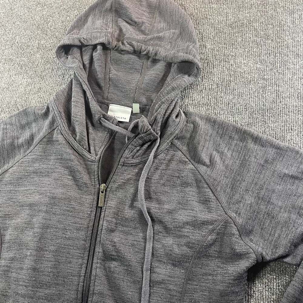 Athleta No Sweat Full Zip Gray Heather Hoodie Jacket XS - Picture 2 of 10